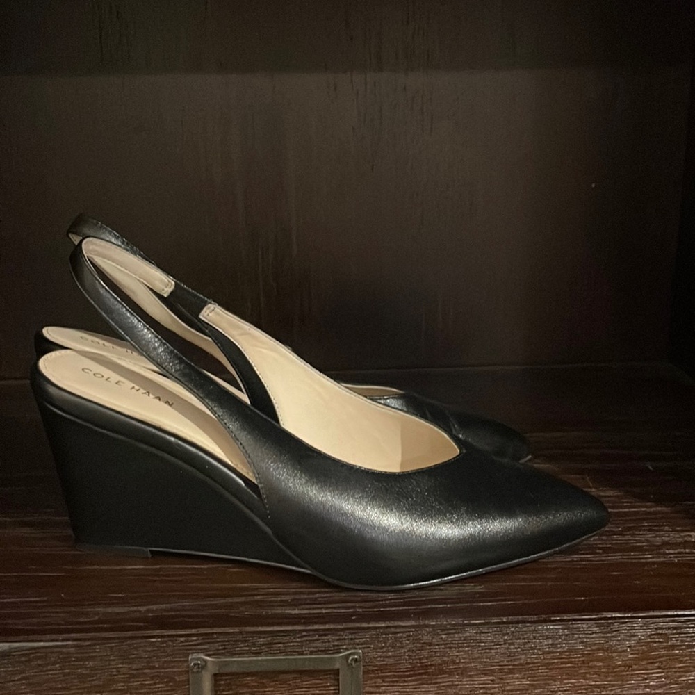 COPY - Cole Haan Elnora Sling Back Wedge Black 8.5